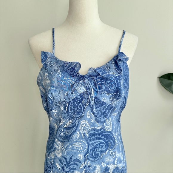 Vintage Y2K Paisley Ruffled Fairy Maxi Slip Dress 9/10 - Picture 3 of 7